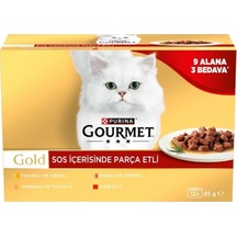 Gourmet Gold Soslu Parça Etli Karışık Çeşitli Yetişkin Kedi Konservesi 85 Gr 12 Al 9 Öde