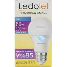 Ledolet 9w 60w E27 Hareket Sensörlü Led Ampul Beyaz - 6500k