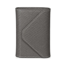 Genel Markalar Vaulto Haki Deri Unisex Akordeon Kartlık Grained Gri