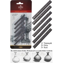 Sıkıştırılmış Kömür Füzen Seti 1 Paket Kohinoor Yumuşak Orta Sert Siyah Kare Press Kömür Füzen Yassı Çizim Gölgelendirme