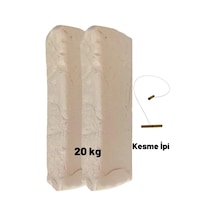 Beyaz Seramik Hamuru, Doğal Kil Çamuru, Oyun Hamuru, 20 Kg, Çamur Kesme Teli-ipi Beyaz Standart