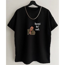 Flood Of Style Unisex Siyah Beni Bi Sal Baskılı Bisiklet Yaka Tshirt