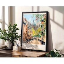 Oxford Uk Travel Poster Ahşap Çerçeveli Dekoratif Duvar Tablosu