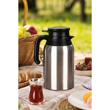 Porsima 2088 Çift Katmanlı Paslanmaz Çelik Termos Çay Termosu Su Termosu 2lt Inox - Siyah