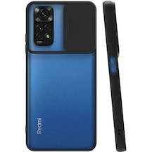 Kilifone - Redmi Note 11 Global Uyumlu - Kılıf Slayt Sürgülü Arkası Buzlu Lensi Kapak - Siyah
