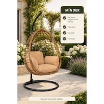 Sadece Minder Tek Kişilik Armut Fındık Salıncak Minderi Bej Rengi Yıkanabilir Silinebilir Outdoor Bahçe Balkon Minderi Bej