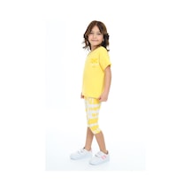 Toontoy Kids Toontoy Kız Çocuk Batik Desen Have Fun Yazı Baskılı Kaprili Takım Koyu Sarı