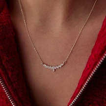 Taşlı Lotus Yaprak Kolye Sarı