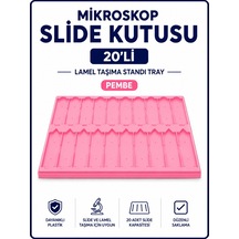 Mikroskop Slide Kutusu 20li-lamel Taşıma Standı Tray-pembe