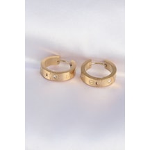 Ezoconcept 316l Çelik Gold Renk Zirkon Taşlı Model Halka Küpe Çok Renkli