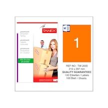 Tanex Etiket 210x297 100lü Tw-2000 A4 Yapışkanlı Turuncu