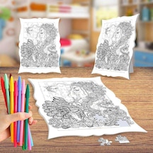 Desenli Kadın Ve Hayvan Boyama Puzzle Tablo Çocuk Eğitici Yapboz