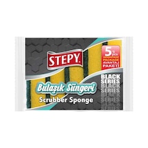 Stepy Black Bulaşık Süngeri 5'li Düz 20'li Paket