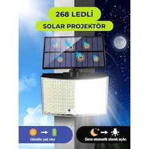 268 Led&apos Li Solar Projektör 60w Güneş Enerjili 5 Mt Kablo Sensörlü Kumandalı Heroled Dış Mekan Aydınlatma Ip65