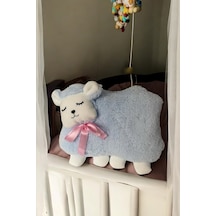 Mavi Kuzu Yastık Uykucu Dolum Oyuncak 40cm Orta Boy Hediyelik Yastık Mavi
