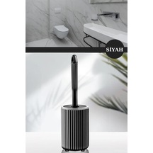 Flora Yuvarlak Tuvalet Fırçalık, Klozet Banyo Wc Temizlik Fırçası Siyah