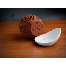 Bezos 3d Baskı Küre Saksı - Kafes Dokulu İki Parçalı Dekoratif Saksı - Kahverengi-beyaz Dmc