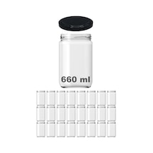Afracam 660 Ml Metal Kapaklı Şeffaf Cam Kavanoz 24 Adet Siyah