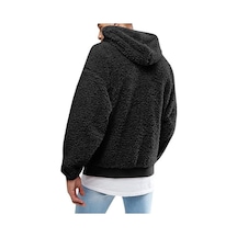 Erkekler Kalın Polar Peluş Sıcak Hoodie Kazak Kış Peluş Kürk Kapşonlu Tişörtü Siyah Erkekler Kalın Polar Peluş Sıcak Hoodie Kazak Kış Peluş Kürk Kapşonlu Tişörtü Siyah