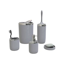 Primanova Lima Xl Krom Dekorlu Gri 5 Prç Banyo Seti Gri