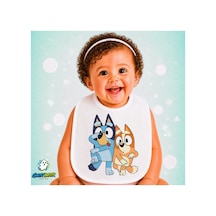 Bluey Keten Bebek Mama Önlüğü Yumuşak - Emici - Yıkanabilir - Özel Tasarım P024 Çok Renkli
