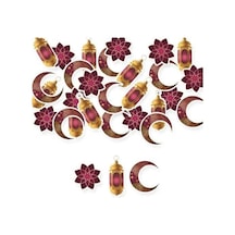 Ramazan Ay Yıldız Kandil Masa Konfetisi Bordo 30 Adet