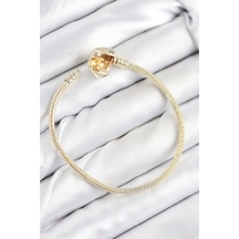 Pirinç Charm Zirkon Taşlı Kalp Model Gold Renk Kadın Bileklik - Lisinya Çok Renkli