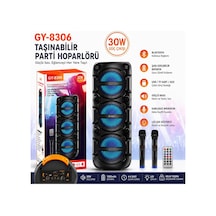 Gy-8306 Çift Karaoke Kablosuz Mikrofonlu Speaker Şarjlı Taşınabilir Hoparlör Bluetooth Fm Radyo Hafıza Kartı Ve Usb Girişli Tws Özellikli Ses Sistemi Partybox Ses Bombası