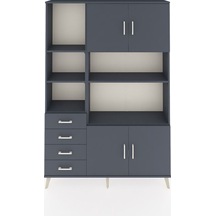 Arges Dolap 8 Raflı 4 Çekmeceli 4 Kapaklı 132x30x195 Antrasit-antrasit/antrasit Antrasıt/antrasıt