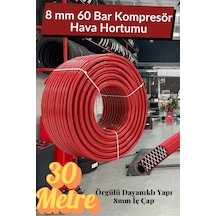 30 Metre Kompresör Hava Hortumu 8 Mm Termo Hortum Kırmızı Thermo Hortum Basınca Dayanıklı Hortum