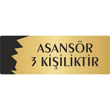 Metal Departman Kapı İsimliği, Yönlendirme Levhası Asansör 3 Kililiktir 7x20 Cm Altın Renk
