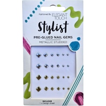 Elegant Touch Stylist Metallic Studded Hazır Yapışkanlı Tırnak Taşları Gümüş Ve Altın Rengi