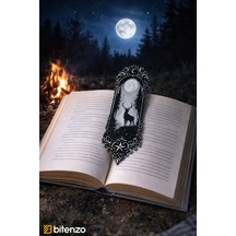 Gece Ve Geyik Silüeti Temalı Kitap Ayracı