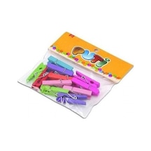 Puti Ahşap Büyük Mandal Renkli 12 Li 8801