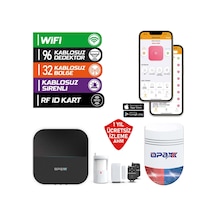 Opax-w20-w Siyah Bgr-09 Kablosuz Sirenli Akülü Wifi Ev Ve İşyeri Alarm Seti