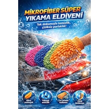Mikrofiber Araç Temizlik Eldiveni Çift Taraflı Yıkama Araba Motor Jant İç Temizlik Eldiveni Turuncu