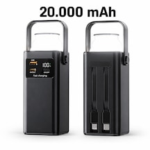 20.000 Mah Powerbank Kamp Lambası Dahili Usb-c & Lightning Kablolu Dijital Göstergeli Pd Hızlı Şarj Taşınabilir