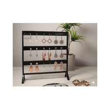 Şık Modern Küpe Standı, Siyah Takı Düzenleyici, Takı Standı , Küpe Askısı , 3 Bölmeli Organizer
