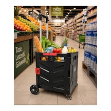 Katlanabilir Yükseklik Ayarlı Paket Taşıma Arabası D350 - Market Ve Pazar Alışveriş Arabası