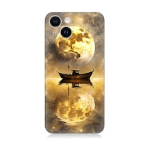 Apple Uyumlu iPhone 14 Ay Ve Tekne Desenli Silikon Kılıf Silikon