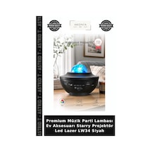 Premium Müzik Parti Lambası Ev Aksesuarı Starry Projektör Led Lazer Lw34 Siyah