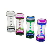 Çift Renk Su Çift Katlı Dar Şişe Model Sulu Kum Saati Mika Akrilik Plastik 13.7 X 5.2 X 3.3cm 5306