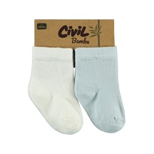 Civil Baby Bebek 2'li Çorap Set 6-18 Ay Ekru-Mavi D3a83041323s1-3 Ekru - Mavi