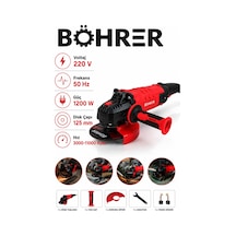 Böhrer Ba011337 1200w Devir Ayarlı Elektrikli Avuç Taşlama Makinesi 125 Mm Köşe Taşlama