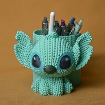 3d Baskı Knitted Kalemlik - Sevimli Karakterli Masaüstü Kalem Organizeri-mint Diğer
