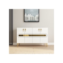 Karsu 120 Cm Konsol, Tv Ünitesi, Çok Amaçlı Dolap Beyaz-altın Beyaz-altın