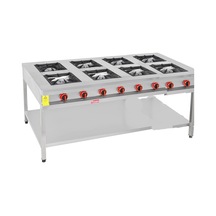 Himaksan Endüstriyel 200 X 100 Cm Doğalgazlı Taban Raflı 8 Gözlü Ocak