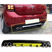 Dacia Sandero Sarı Difüzör Çiftli Yuvarlak Egzoz Görünümlü D Tip Difizör Uyumlu