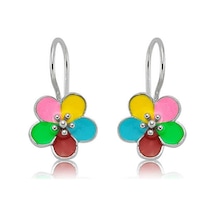 Gümüş Sallantılı Çiçek Çocuk Küpesi Gümüş