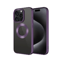 Ardemix Apple Uyumlu iPhone 15 Pro Tek Kamera Çerçeveli Logo Gösteren Omega Kılıf-derin Mo Derin Mor
